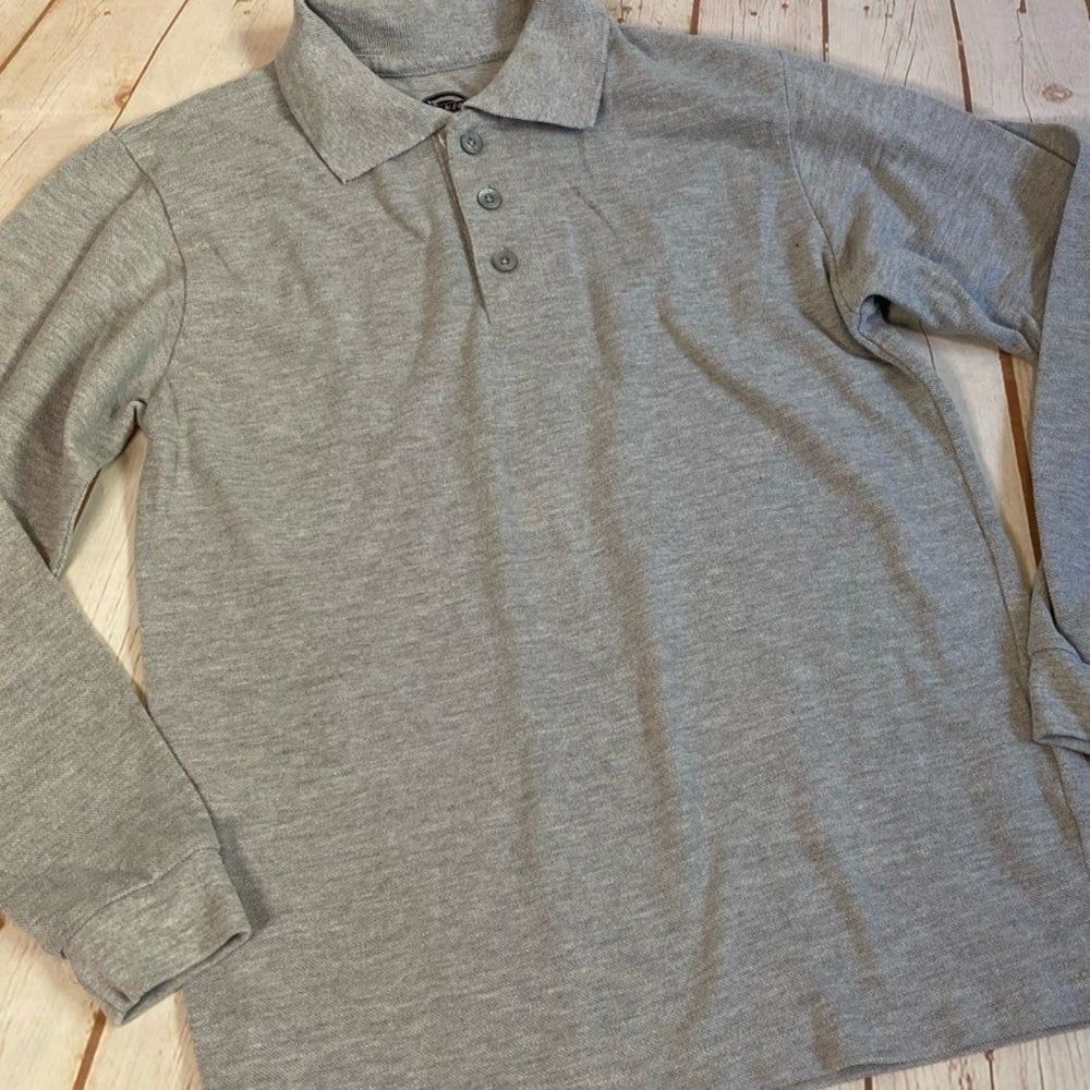 Dickies Grey Long Sleeve School Uniform Pique Youth Polo Barely Worn L (14-16)